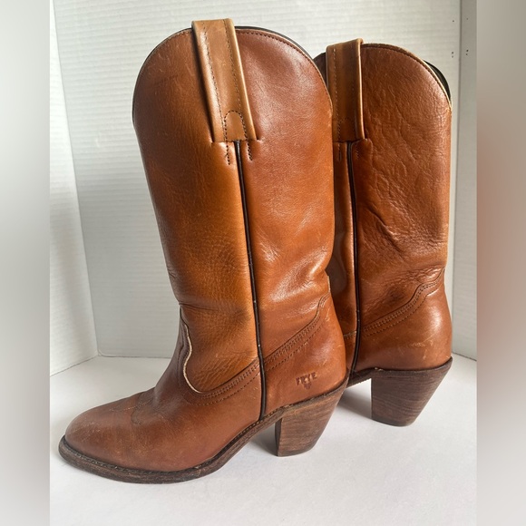 Vintage Frye Boots Genuine Leather Pull-on Western Boots Brown Women’s US 8 - Picture 2 of 16